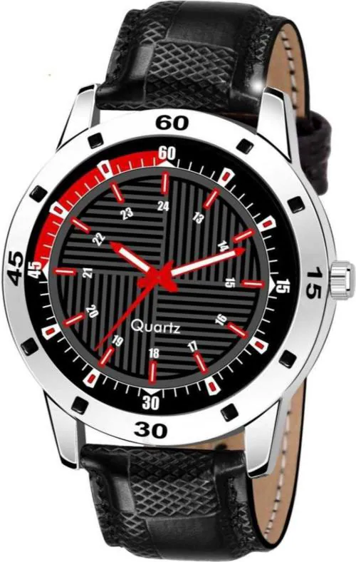 KU Analog Black Dial Black Strap Watch For Men