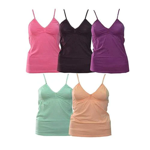 Neoteric Women's Adjustable Multicolour Bra Camisole Set of 5 - 95cm