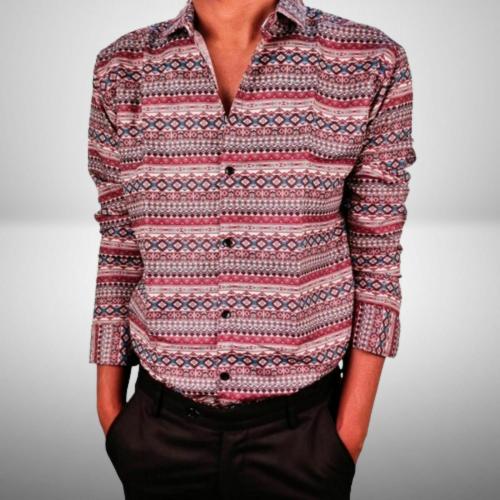 Young Gn Men's Regular Fit Kalamkari Print Cotton Ethnic Shirt & Regular Fit, Comman Shirt and Medium Size