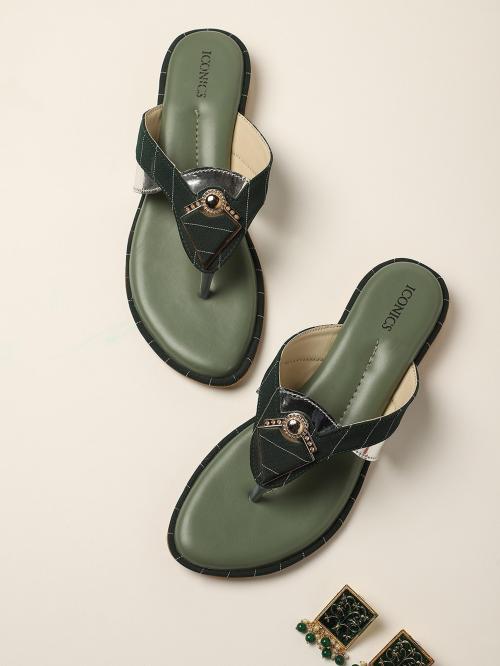 Iconics Green Flats for Women
