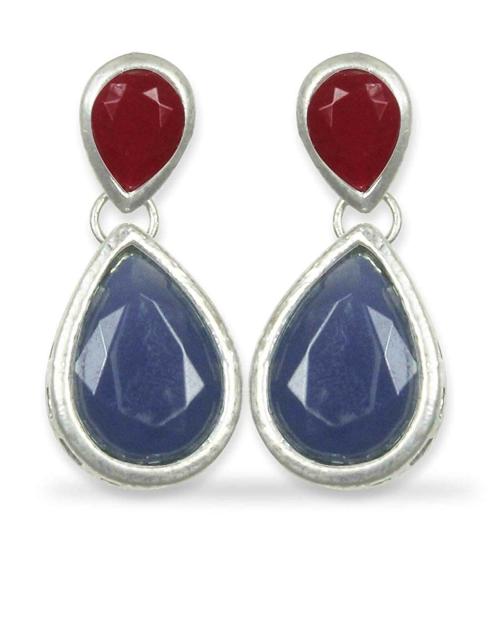 Buy karatcart Navy Blue and Red Stone Dangle Earrings For Women Online