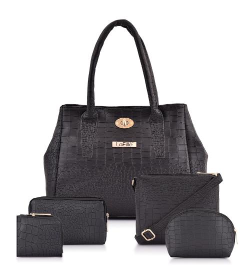 Buy LaFille Women's Handbag Ladies Purse Combo Set of 5 Pcs DGN272CB5Black Online at Best