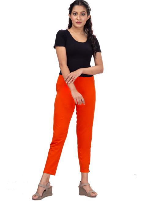 Buy Imago Orange Women Cotton Lycra Pencil Pant Kurti Pant /cigarette