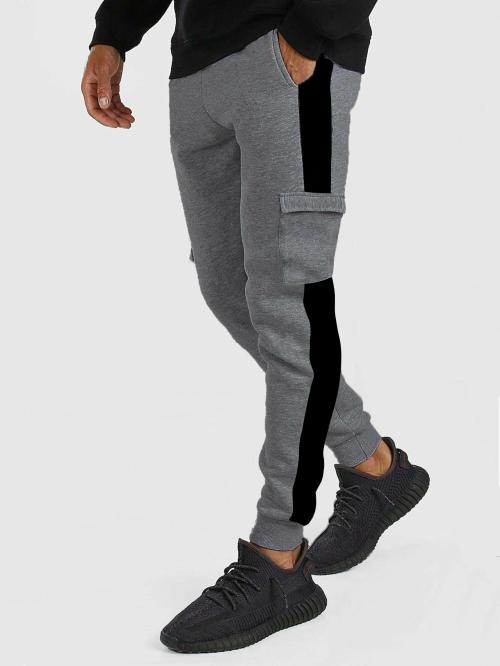 MANIAC Men Grey Colorblock Pure Cotton Track Pants