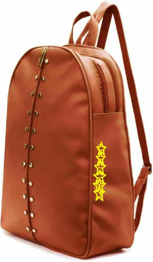 SAHAL FASHION Brown PU Leather Backpack 10 L