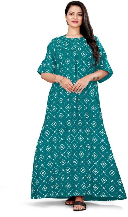 HAUTELOOK Women's PATHAN- BANDHANI BOX LINING JUMBO PRINTED-Rama-Free