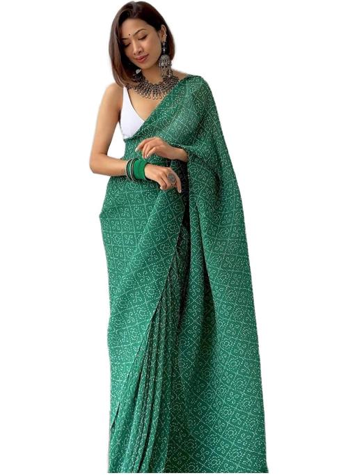 RITARC Women Green Georgette Saree