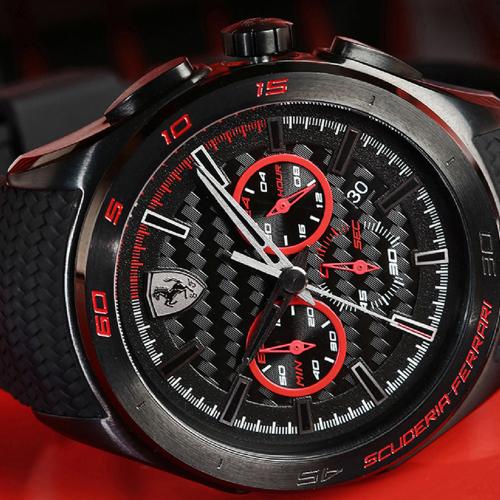 SCUDERIA FERRARI GRAN PREMIO Dual Time Chronograph Black Round Dial Men's Watch- 0830344