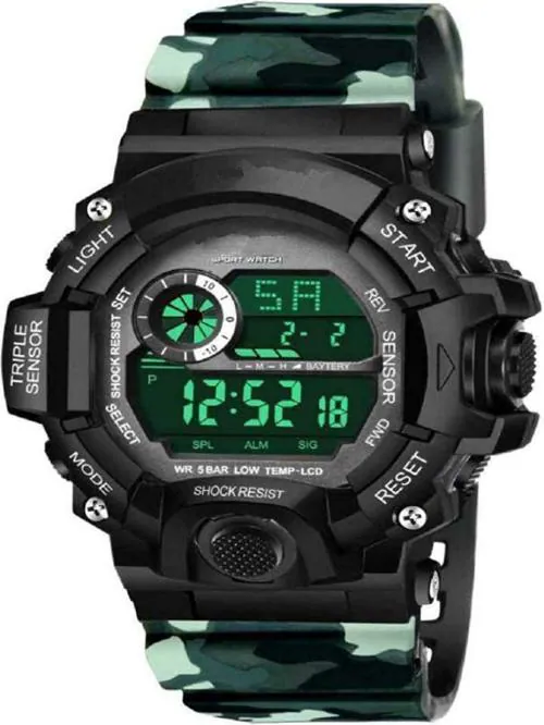 Frozil Shockproof Multi-Functional Green Strap Waterproof Digital Sports Watch for Men's Kids Watch for Boys - Watch for Men(Ts-G-M)