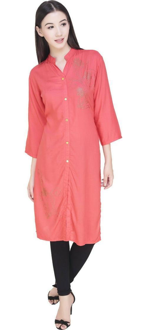 Inara Robes Women Multicolor Solid Cotton Rayon Straight Kurta - S