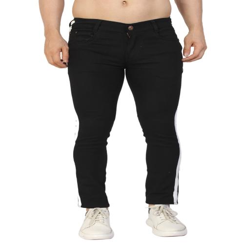 STITCH FACTORY Men's Casual Jeans Skinny Stretchy Side Strip Jeans for Men (32)