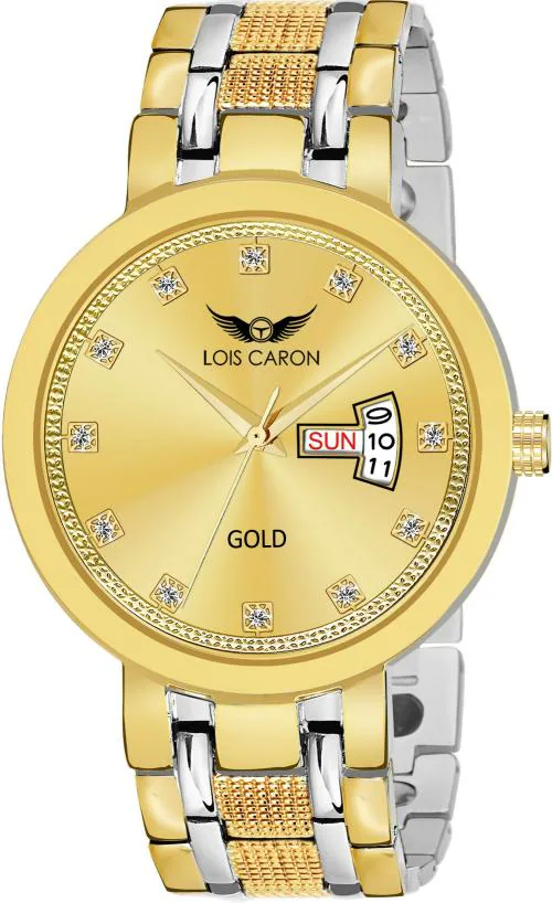 LOIS CARON LCS-8475 1st TIME IN INDIA BIOMAGNETIC BLOOD PRESSURE CONTROL WATCH ORIGINAL GOLD PLATED DAY & DATE FUNCTIONING WATCH Analog Watch - For Men