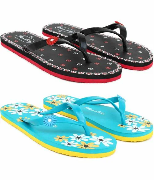 Phonolite Multicolor Stylish & Trendy Slippers for Women (Pack of 2)