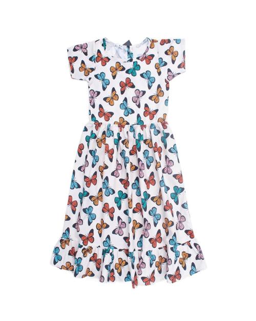 TINYTOONS Beige all over butterfly Dress for Girls