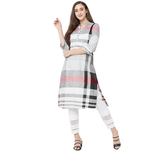 Fusion Beats Multicolour Checkered Kurta
