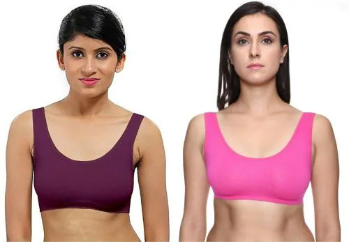 Nityakshi Creation Purple and Pink Full Coverage Elastane Women Bra