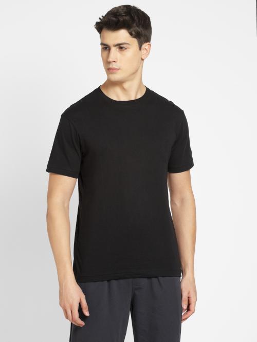 Jockey 2714 Men's Black Solid Cotton Blend Round Neck T-shirt