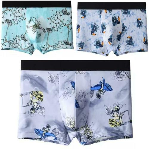 Kalubhar Men Multicolor Ice Silk Elasticity pack of 3 Boxers, Extra Large