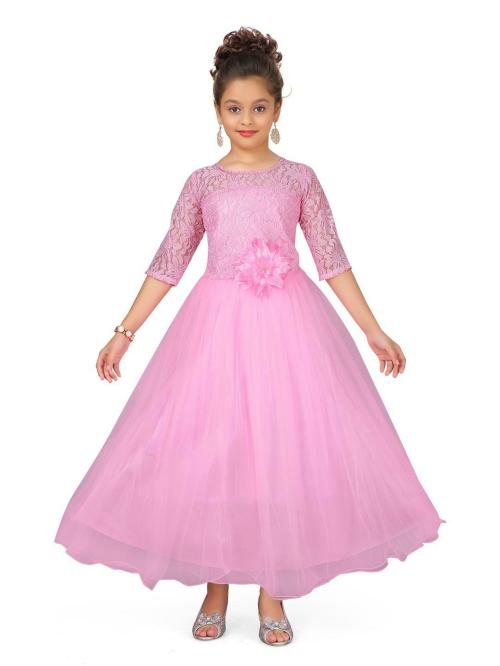 Aarika Girl's Pink coloured Party Wear Gown