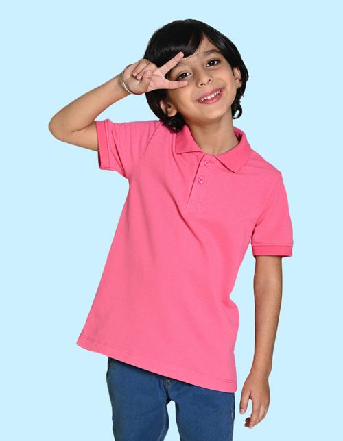 Nusyl solid bubblegum pink boys polo t-shirts