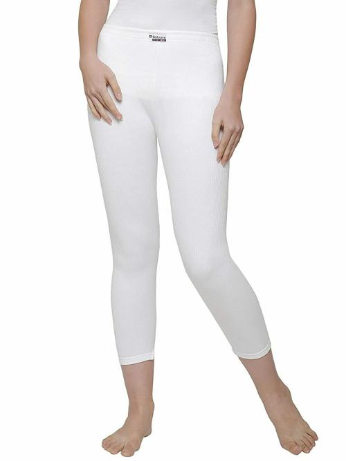 Buy BODYCARE Women White Solid Cotton Blend Thermal Leggings Online at