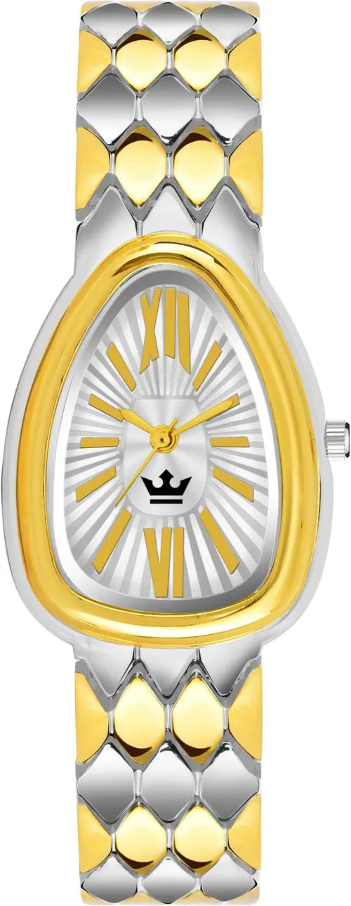 Crestello IP TAN Plated Bracelet Analog Wrist Watch for Women (Silver Dial) | CR-CBR133-SLVTTN