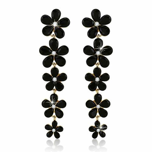 Yellow Chimes Fashion Dangler Elegant Sparkling Crystal Floral Shaped Long Danglers Earrings Silver for Girls and Women