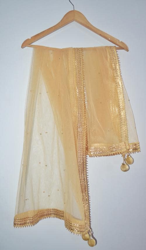 Taha Fashion Golden Dupatta for women's and Girls ( pack of 1)