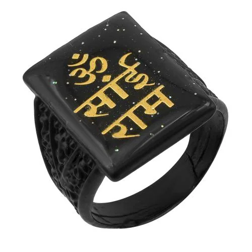 Memoir Brass Black Golden lettered OM SAI RAM fashion finger ring Men Sai item