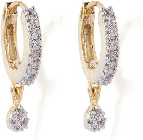 JSD Gold-Plated Artificial Diamond Alloy Hoop Earrings Multicolor (Girls, Women)