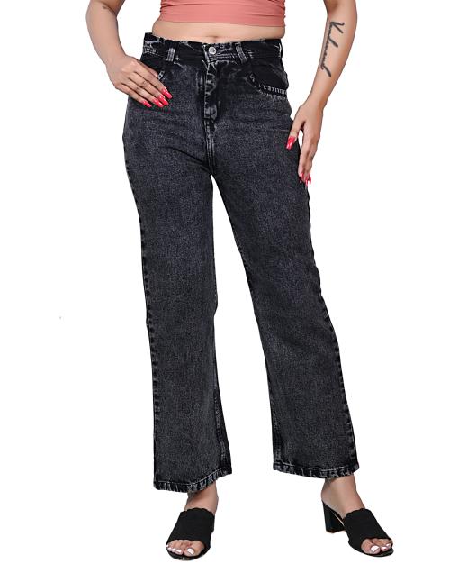 URBAN A-LINE NON-STRECH STRAIGHT FIT JEANS FOR WOMEN (Black)