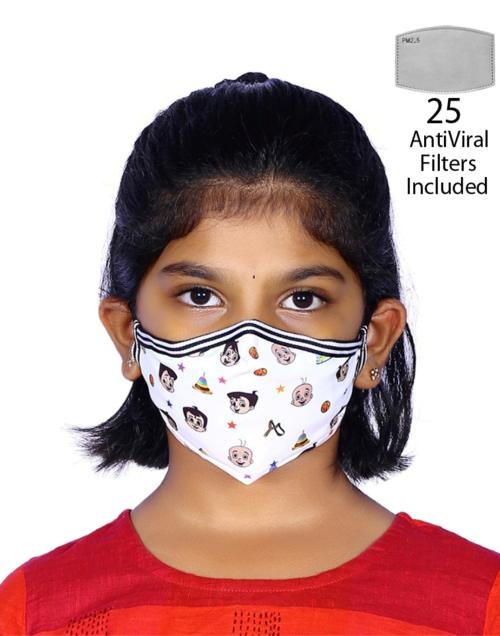 Vibe Girls White Printed Mask