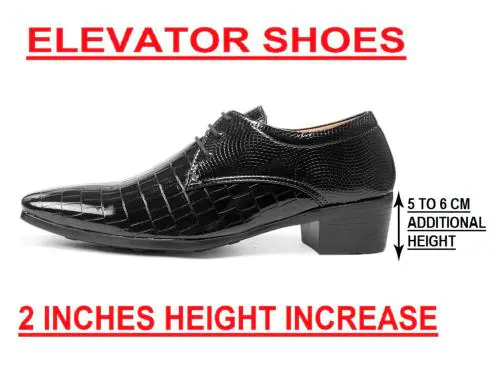 Bxxy Black Men's Height Increasing Elevator Formal Derby Shoes
