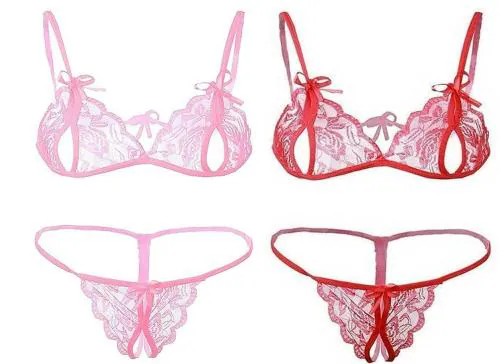 GC GLORIOUS CHOICE Women's Sexy Lingerie Bra Panty Set Two-Piece Sexy Comfortable Thin Bra Panty (Pack of 2) (Pink & RED)