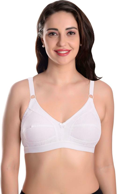 Featherline Women White Solid Pure Cotton Minimiser Bra (42B)