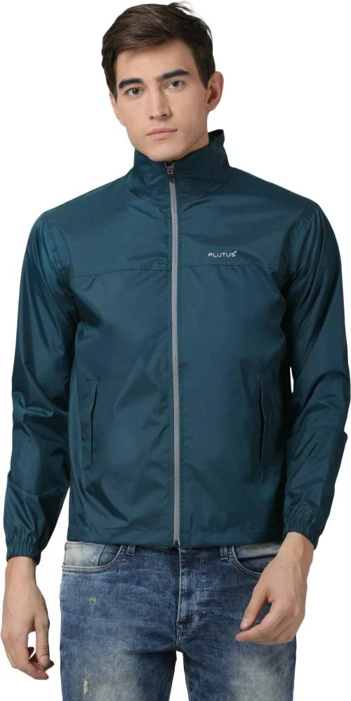 Plutus Men Dark Blue Solid Polyester Raincoat XL