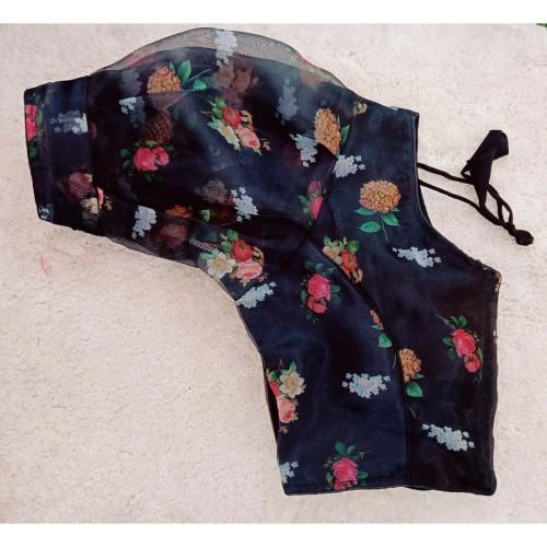 Murliwala CREATION Women's Stitch Readymade Organza Digital Printed Half Sleeves Blouse