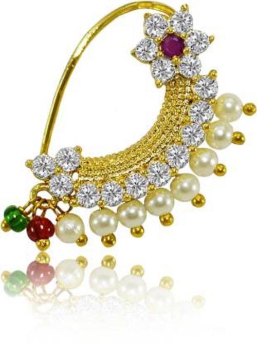 Buy Jewelopia Maharashtrian AD Nath CZ Nose Stud Pin Traditional Bridal