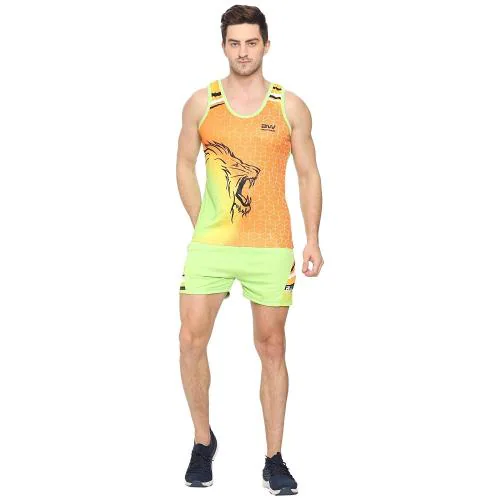 Beatwide Men's Track And Field Jersey Set | Running Sandow Set PMC Polyester Mix Running Kit And Running Sandow Set -Workout Set, Gym Wear, Running Wear, Running Track Suits For Men's (Neon Green) Size-Large