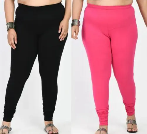 Madman Premium Women's Pure Cotton Oversized Leggings Pack of 2 (Colour: Dark Pink & Black, Size: 5XL, Pack of 2)