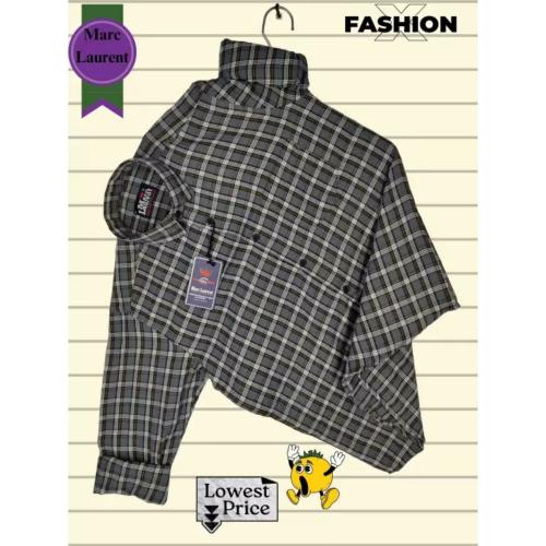 Marc Laurent Casual Shirt For Men, Checkered,Grey