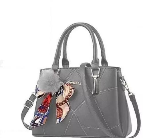 Grabon Women PU Leather Tote Bags Crossbody Handbags Shoulder Purse Messenger Satchel (Grey)