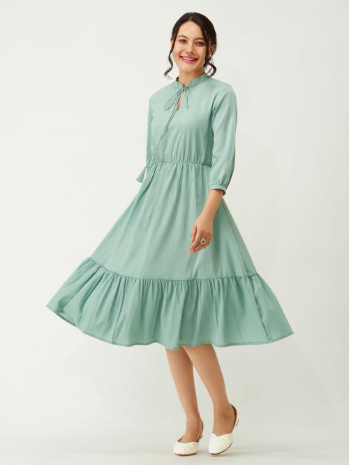 AASK Women Polyester Solid & Plain Women Cinched Waist Dress Fit and Flare For Women| Dress for women| Party Dress| Dresses| Stylish Dress| | New Collection