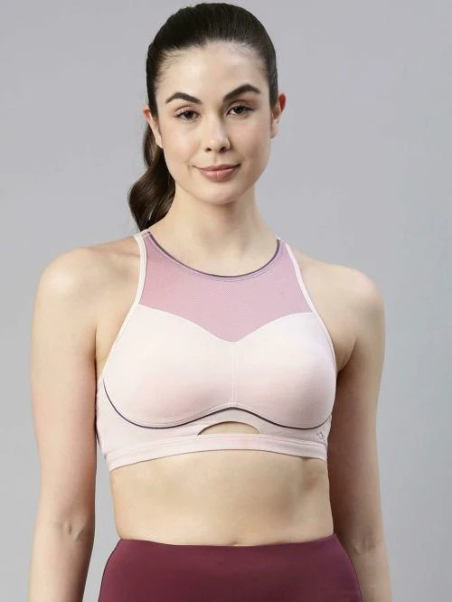 Enamor Womens SB27-Padded Wirefree Full Coverage Contour Bounce Control Medium Impact Sports Bra