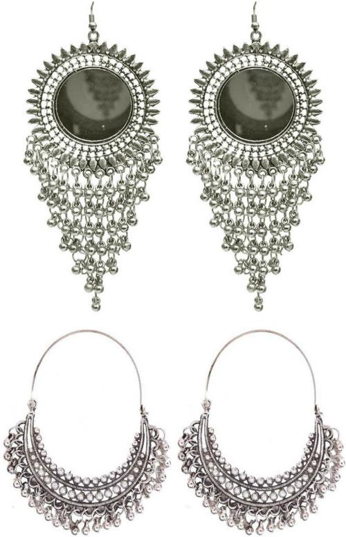 Prasub Earrings Silver (Women, Girls) (Pack Of 2 Pair)