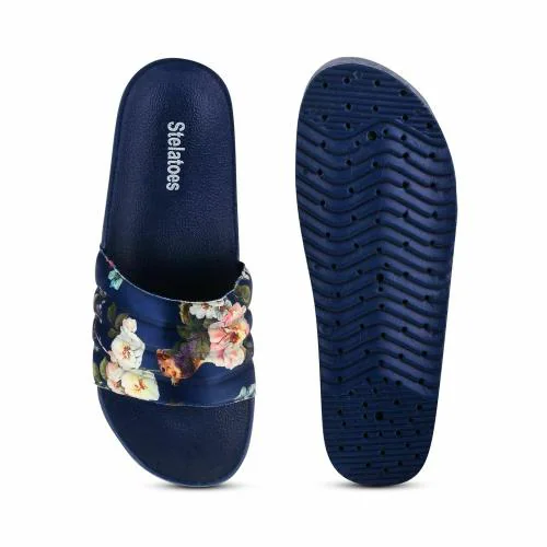 Stelatoes Women Blue Printed FlatForm