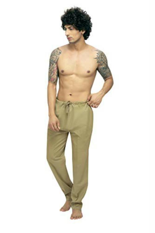 TATWAM Men Cotton Pyjama with Draw String Without Elastic Light Blue XL