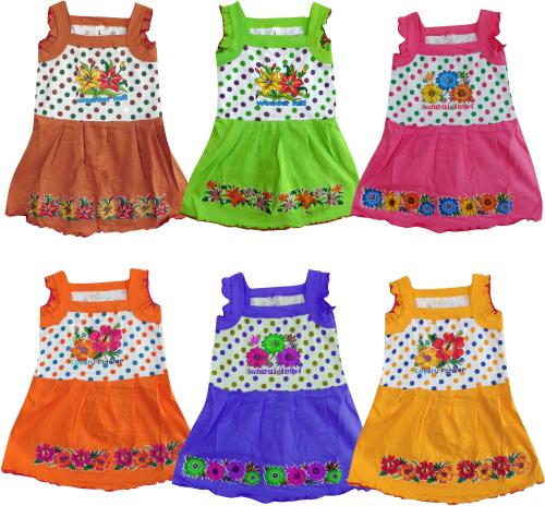 Jisha Girls Multicolor Hosiery Casual Dress 18-24 M