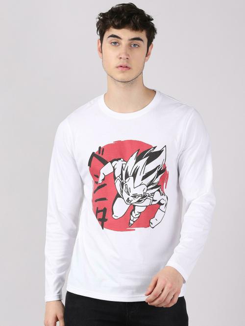 Bushirt Mens White Printed Pure Cotton T-shirt