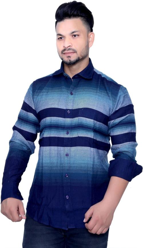 AISH N RIDH Men Striped Casual Blue, Dark Blue Shirt ()